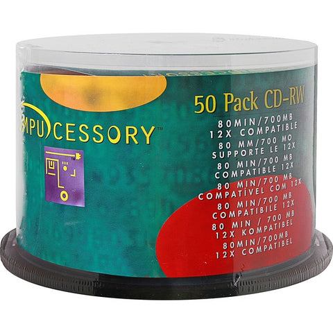 Compucessory Compucessory CD Rewritable Media - CD-RW - 12x - 700 MB - 50 Pack