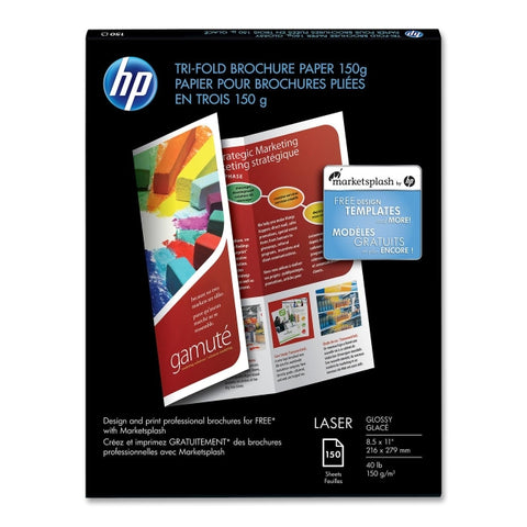 HP HP Laser Tri-fold Brochure FSC Paper 150g Glossy 40# 97 Bright (8.5" x 11") (A) (Two Sided) (150 Sheets/Pkg)